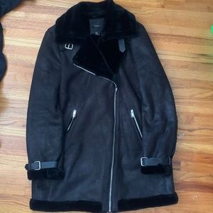 Forever 21 suede moto aviator jacket